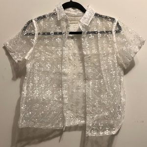 embroidered button up shirt